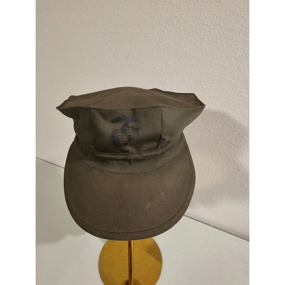 USMC Medium Utility Cap Olive Drab Green EGA Emblem Military Hat